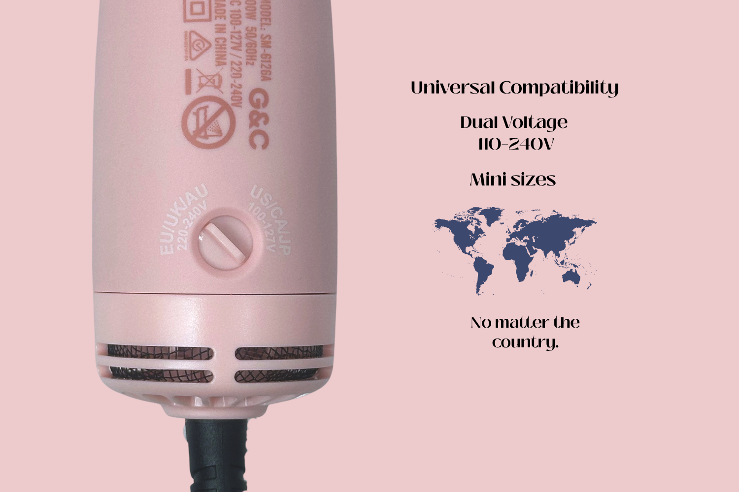 universal voltage dryer gold class g&c Pink hair dryer