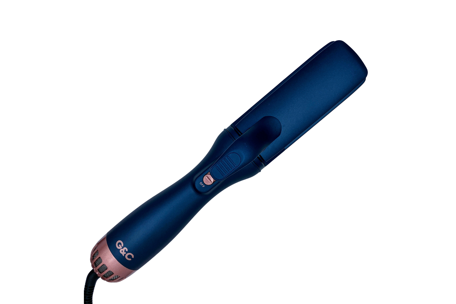 Blue hair straightener with a visible brand logo of g&c gold class hair tools