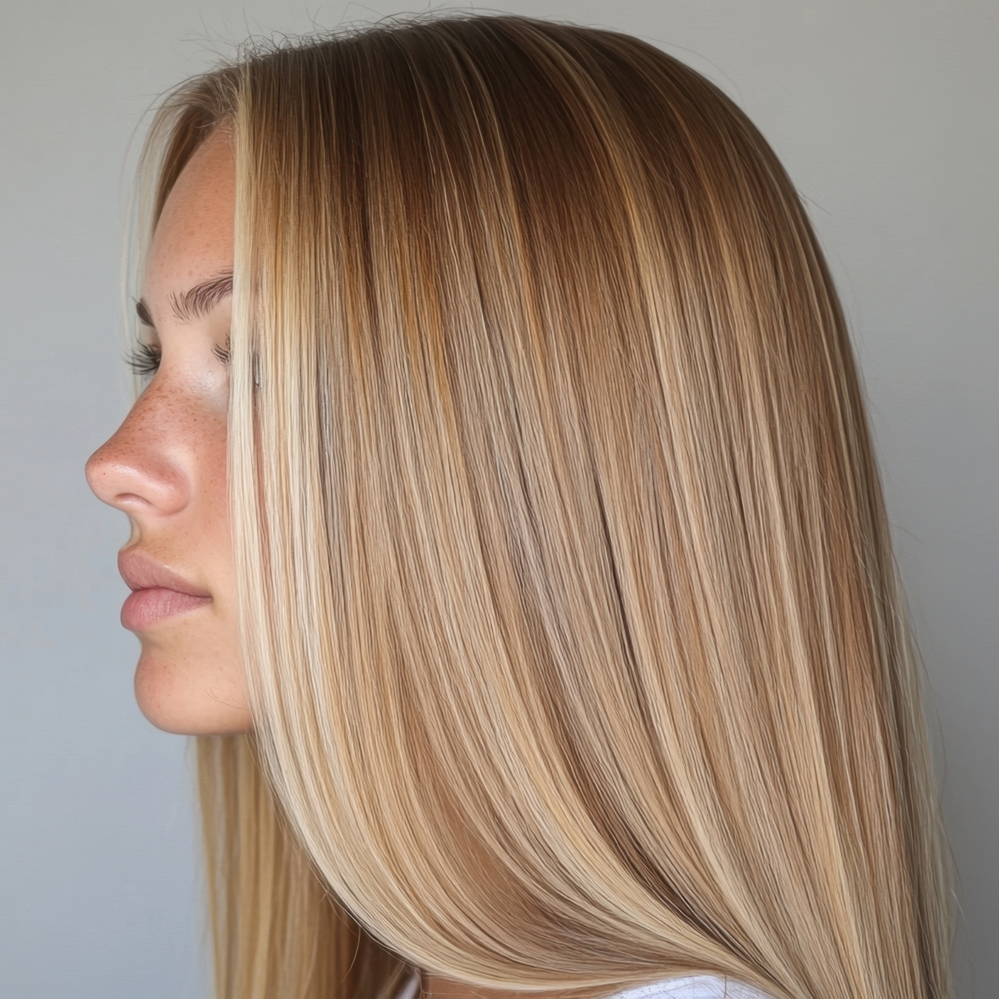 Side profile of a person using g&c hair care mask australian made gold class