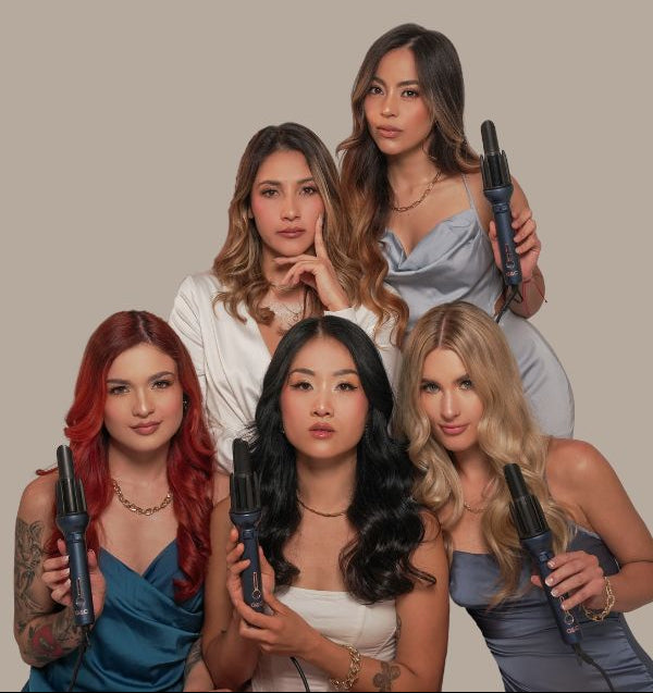 Five women with the g&C gold class automatic curler - auto curler - curling iron - easy curling iron
