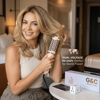 G&C Mini Blowout Brush | Travel Hair Styling bundle with Heat Protection – professional hair tool by Gold Class G&C