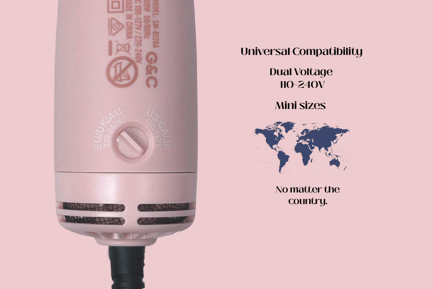 G&C Mini Dual Voltage Blowout Brush – professional hair tool by Gold Class G&C