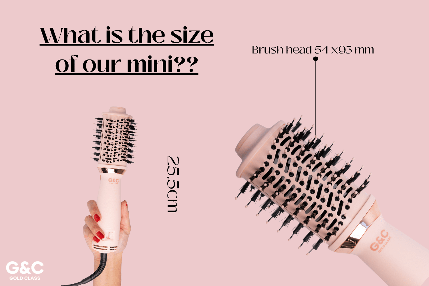 G&C Mini Dual Voltage Blowout Brush – professional hair tool by Gold Class G&C