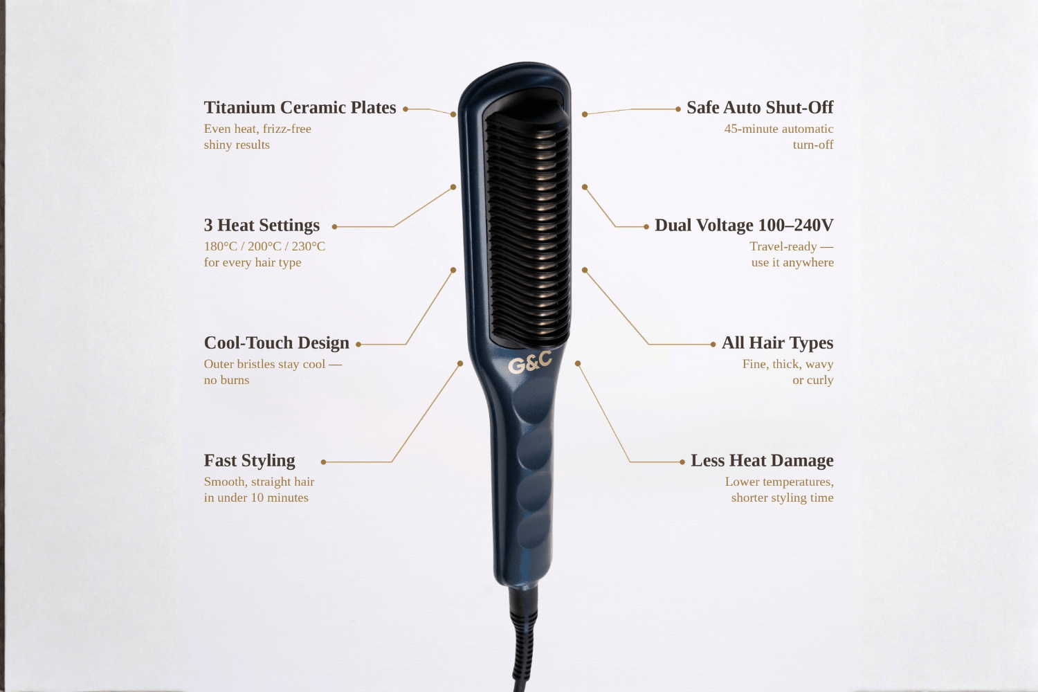 G&C Straightener Brush – professional hair tool by Gold Class G&C